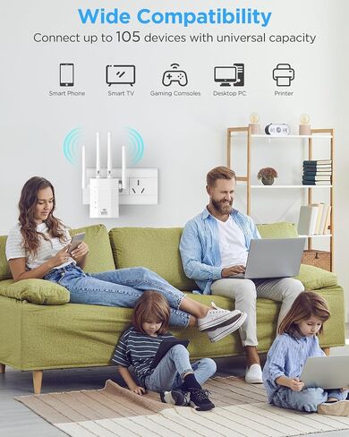WiFi Extender, WiFi Extender Signal Booster, WiFi Booster, WiFi Range Extender, WiFi Repeater, Covers Up to 12880 Sq.ft and 105 Devices, WiFi Extenders Signal Booster for Home, Internet Router in Saudi Arabia