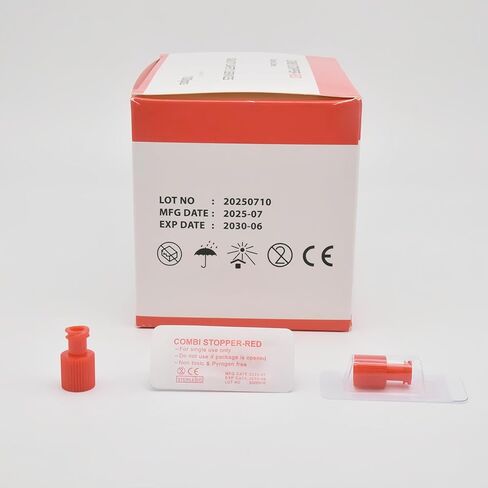 مخاريط إغلاق حمراء من Hynec Luer Stopper، 100 عبوة، أغطية قفل Luer معقمة من EO - مزيج من الوظيفة المزدوجة للموصلات الذكور/الإناث in Kuwait