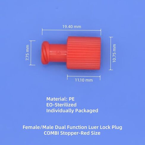 مخاريط إغلاق حمراء من Hynec Luer Stopper، 100 عبوة، أغطية قفل Luer معقمة من EO - مزيج من الوظيفة المزدوجة للموصلات الذكور/الإناث in Kuwait