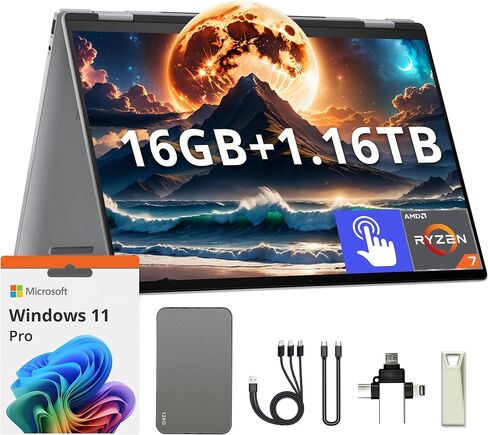 HP Envy X360 2-in-1 Laptop ، 16 "Wuxga IPS Touchscreen ، AMD Ryzen 7 8840HS ، 16GB LPDDR5 ، 2.16TB Storage (2TB SSD+160GB Station) ، لوحة المفاتيح الخلفية ، كاميرا 5MP ، WI-FI 6E ، WIN 11 ، الفضة in Saudi Arabia