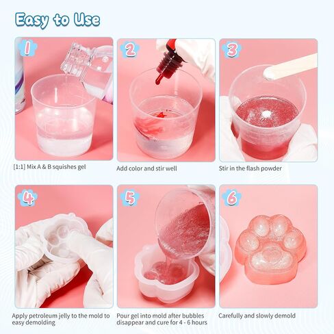 36oz Silicone Squishes Gel for Taba Squishes, Liquid Silicone Gel, Fast Cure 1:1 AB Ratio Mix, Rubber Making Kits for Taba Squishes Cat, Beginner Squishes Makers, DIY Stress Relief Gift in Kuwait