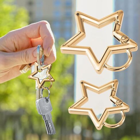 OIIKI 2pcs Star Shaped Keychain Clip, Zinc Alloy Carabiner Snap Hook Holder, Star Carabiner Clip, Spring Snap Keychain Clip in Kuwait
