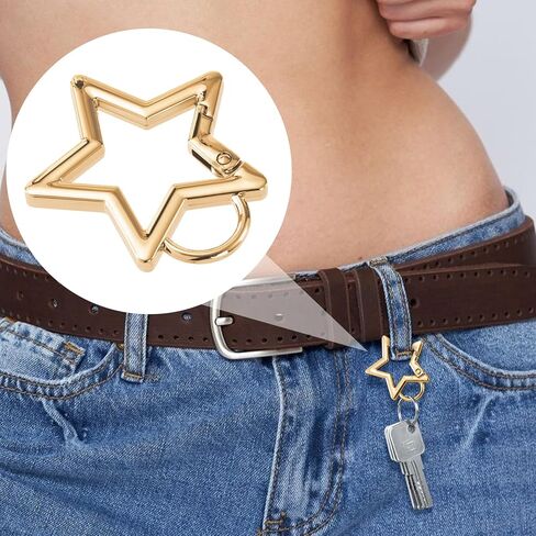 OIIKI 2pcs Star Shaped Keychain Clip, Zinc Alloy Carabiner Snap Hook Holder, Star Carabiner Clip, Spring Snap Keychain Clip in Kuwait