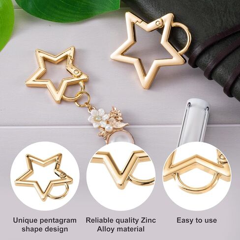 OIIKI 2pcs Star Shaped Keychain Clip, Zinc Alloy Carabiner Snap Hook Holder, Star Carabiner Clip, Spring Snap Keychain Clip in Kuwait