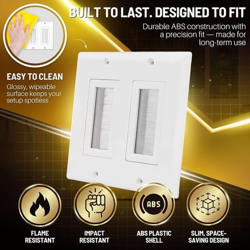 TNP Brush Wall Plate - Single Gang Black Brush Plate Cable Pass Through Wall Plate for Wires Cable Home Theater Setups - Decorative Pass Through Outlets for HDTV Wall Plate TV Socket in Saudi Arabia