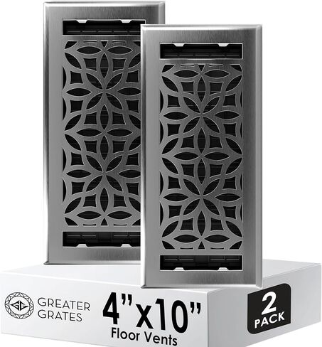 Floor Register 4x10 Vent Cover – 8 Pack – Heavy-Duty Steel, Rustproof & Walkable Grates, Easy Drop-in Install, Adjustable Air Supply Switch - Decorative Straight Line Design, Textured Black in Kuwait