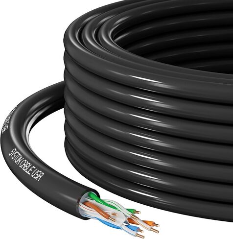 Syston Direct Burial Cat 6E Ethernet Network Cable 600 MHz, Bulk UTP 23 AWG Outside Plant (OSP) - Rated, Pure Bare Copper Wire, Waterproof Water Blocking Gel-Filled for Outdoor Wet Location Using in Saudi Arabia
