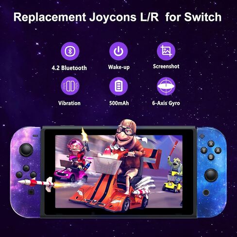 Toxfla for Nintendo Switch Controller, Switch Controller Replacement Accessories with Double Vibration/Wake-Up/Screenshot/Motion Control in Saudi Arabia