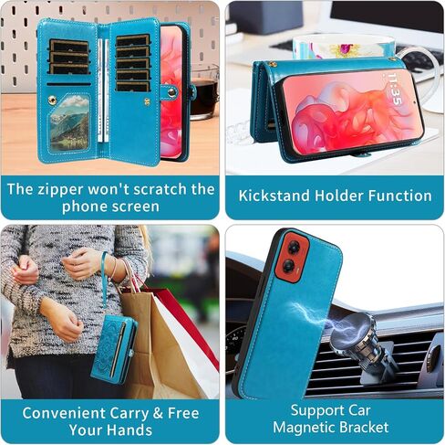 حالة هاتف ASUWISH لـ Motorola Moto G Stylus 5G 2024 ZIPPER WALLET غطاء خلايا مغناطيسي قابلة للفصل مع حامي الشاشة الزجاجية المتقلب Crossbody Lanyard Mandala Mandala Holder G5 Women Gray in Saudi Arabia