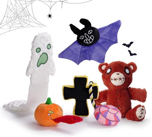 Nocciola 6 قطع من ألعاب الهالوين للكلاب التي تصدر أصواتًا للمضغين العدوانيين، ألعاب للكلاب من القطيفة المتينة، مجموعة ألعاب للكلاب الصغيرة والكبيرة المحشوة in Kuwait