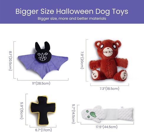 Nocciola 6 قطع من ألعاب الهالوين للكلاب التي تصدر أصواتًا للمضغين العدوانيين، ألعاب للكلاب من القطيفة المتينة، مجموعة ألعاب للكلاب الصغيرة والكبيرة المحشوة in Kuwait