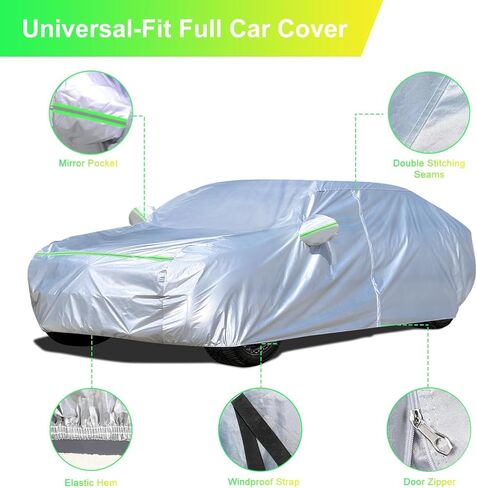 SUV Car Cover (175-190 inches) - Universal Fit, Waterproof, Dupont Oxford, All Weather, Hail Protector, Sun Protection, Door Zipper in Kuwait