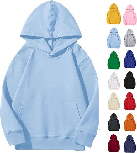 Girls Boys Hoodies Casual Long Sleeve Solid Sweatshirt Oversized Loose Pullover Tops with Pocket Fall Winter Clothes in Saudi Arabia