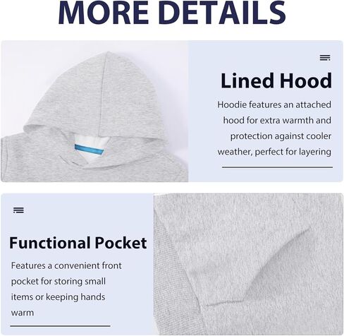 Phedrew Kids Cotton Hoodies Toddler Fall Pullover Hooded Medium Weight Sweatshirts with Pocket for Boys and Girls in Kuwait