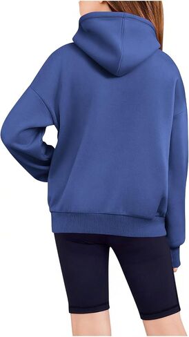 Girls Half Zip Hoodies Fleece Quarter Zip Pullover Sweatshirts Fall Clothes for Teen Girls Thumb Hole in Saudi Arabia