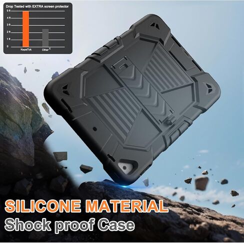 for iPad 9th/8th/7th Generation Case 10.2" Inch with Pen Holder, Handle Shoulder Strap,360 Rotating Stand Rugged Rugged Protective Case 10.2" Cover for iPad 9th/8th/7th Gen.(Black) in Kuwait