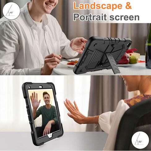 for iPad 9th/8th/7th Generation Case 10.2" Inch with Pen Holder, Handle Shoulder Strap,360 Rotating Stand Rugged Rugged Protective Case 10.2" Cover for iPad 9th/8th/7th Gen.(Black) in Kuwait