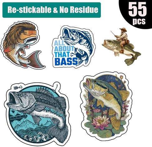 102Pcs Fishing Sticker Set: Reel in Adventure with Waterproof Vinyl Decals for Laptop, Car, Skateboard, Scrapbook in Saudi Arabia