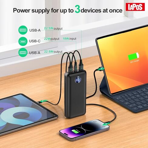 Portable Charger 40000MAH Power Bank ، USB-C (22.5W) شاحن حزمة بطارية سريع الشحن للبطارية لسلسلة iPhone 15/14/13 ، Android Samsung Galaxy ، للتخييم السفر in Kuwait