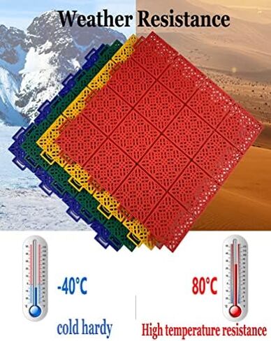 بلاط الأرضيات الرياضية الخارجية المتشابكة - سهل التركيب بنفسك لملاعب كرة السلة والتنس والكرة الطائرة وكرة الريشة - سطح متين متعدد الرياضات، مقاوم للطقس، تصميم مقاوم للانزلاق in Kuwait