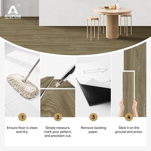 ATOPOSE Peel and Stick Vinyl Flooring Plank，1 Piece Sample,4"x6" Self Adhesive Flooring for DIY Installation（Nero Sample） in Saudi Arabia