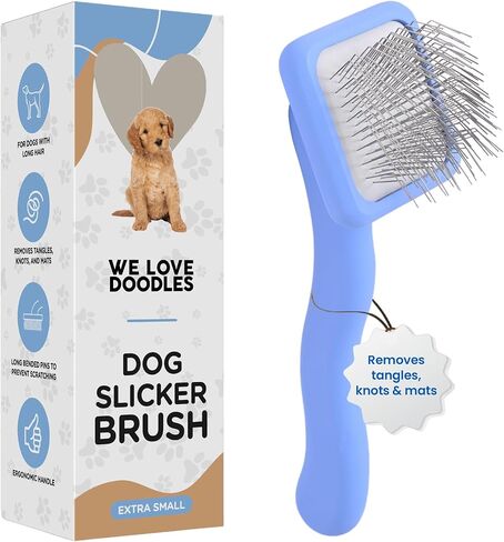 Large Slicker Brush & Slicker Brush Cleaner | Dog Doodle Brush for Grooming Pet Hair | Poodle Brush for Shedding | Long Haired Dogs | Goldendoodle Long Brush for Dogs (Large) [We Love Doodles] in Saudi Arabia