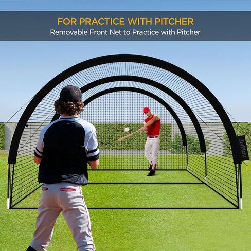 Baseball Batting Cage Net Batting Cages for Backyard Portable Pop Up Cage for Baseball and Softball with Pitching Machine Hole and Detachable Door (22ftx12ftx8ft) in Saudi Arabia