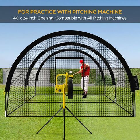 Baseball Batting Cage Net Batting Cages for Backyard Portable Pop Up Cage for Baseball and Softball with Pitching Machine Hole and Detachable Door (22ftx12ftx8ft) in Saudi Arabia