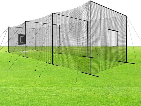 Baseball Batting Cage Net Batting Cages for Backyard Portable Pop Up Cage for Baseball and Softball with Pitching Machine Hole and Detachable Door (22ftx12ftx8ft) in Saudi Arabia