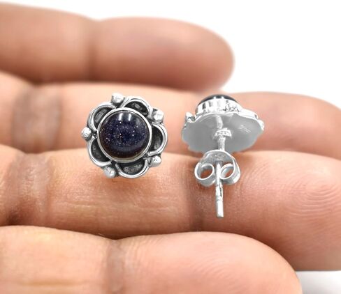 قوس قزح الطبيعي Moonstone الأحجار الكريمة 925 فضة المرأة أقراط in Kuwait