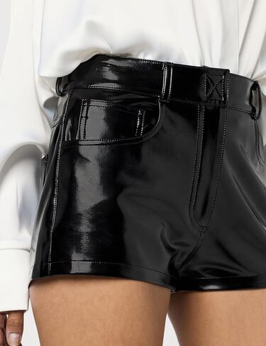 Norma Kamali Women's High Waist Faux Leather Shorts in Saudi Arabia