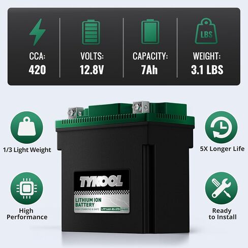 YTX12-BS STD LiFePO4 Lithium Motorcycle Battery,360CCA,2X Cranking Amps,Digital Readout,Compitable for BMW F850GS,Kawasaki Vulcan 900, BRP (Can-AM) DS250 ATV,Piaggio Vespa 300cc Scooter in Saudi Arabia