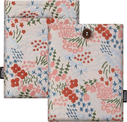 MoKo 6-7" Embroidered Daisy Padded eReader Sleeve Tablet Bag Pouch for eReader Paperwhite 11th/10th Gen, 7" eReader Colorsoft Signature Edition 2024, Voyage/Kobo eReader, Beige. in Kuwait