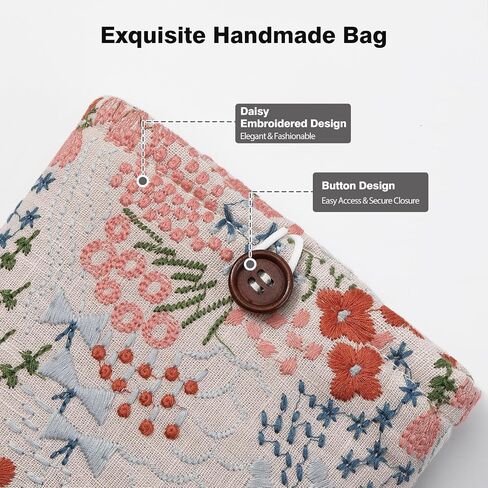 MoKo 6-7" Embroidered Daisy Padded eReader Sleeve Tablet Bag Pouch for eReader Paperwhite 11th/10th Gen, 7" eReader Colorsoft Signature Edition 2024, Voyage/Kobo eReader, Beige. in Kuwait