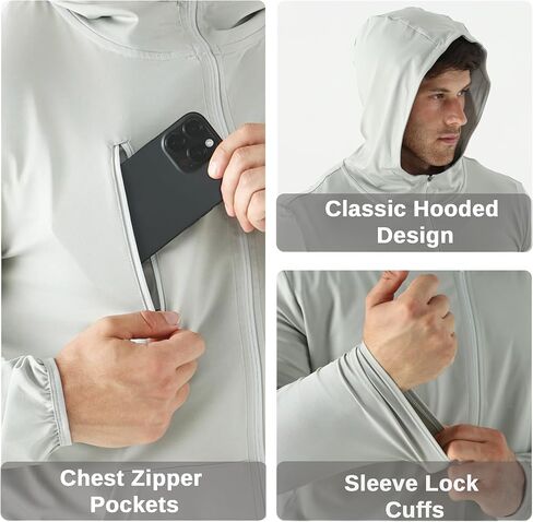 Mens Lightweight Running Jackets,UPF 50+ Workout Windbreaker Zip Up Hoodie Men with Pocket in Saudi Arabia
