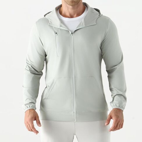 Mens Lightweight Running Jackets,UPF 50+ Workout Windbreaker Zip Up Hoodie Men with Pocket in Saudi Arabia
