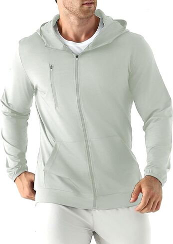 Mens Lightweight Running Jackets,UPF 50+ Workout Windbreaker Zip Up Hoodie Men with Pocket in Saudi Arabia