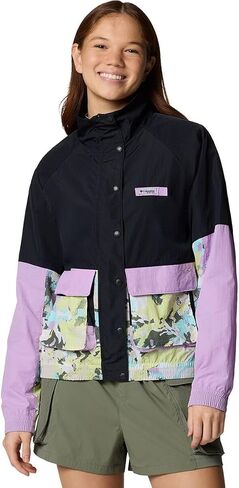 Columbia, PFG Open Water Windbreaker - Women's, Black/Hydrangea/Spring Yellow Wldblms, M in Saudi Arabia