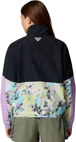 Columbia, PFG Open Water Windbreaker - Women's, Black/Hydrangea/Spring Yellow Wldblms, M in Saudi Arabia
