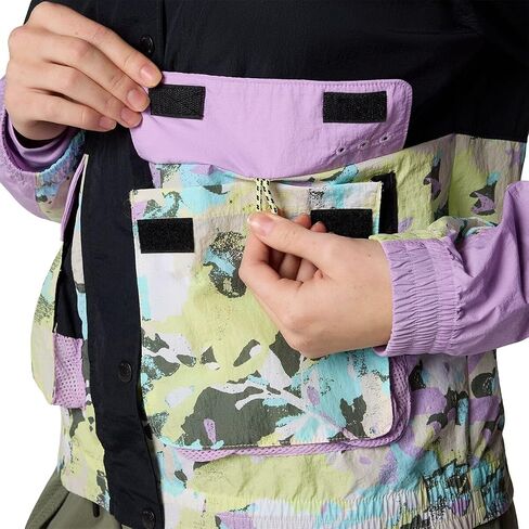 Columbia, PFG Open Water Windbreaker - Women's, Black/Hydrangea/Spring Yellow Wldblms, M in Saudi Arabia
