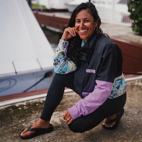 Columbia, PFG Open Water Windbreaker - Women's, Black/Hydrangea/Spring Yellow Wldblms, M in Saudi Arabia