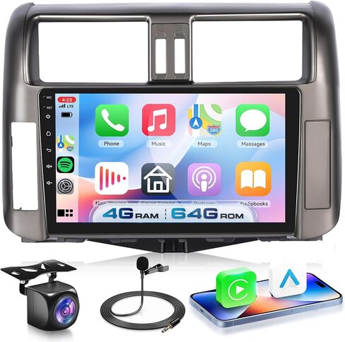 [8 CORE 2G+64G] Car Radio for Toyota Prado 2010 2011 2012 2013 with Wireless Carplay/Android Auto, 9 Inch Android 13 IPS Touch Screen Car Stereo, Bluetooth, GPS Navi, WiFi, SWC, DSP + Backup Camera in Saudi Arabia