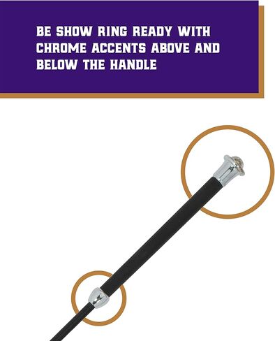 Weaver Livestock Basic Pig Show Whip with Chrome Tipped Handle, Hog Livestock Whip for Show Ring Competition, Leather Pig Whips for Showing in Kuwait