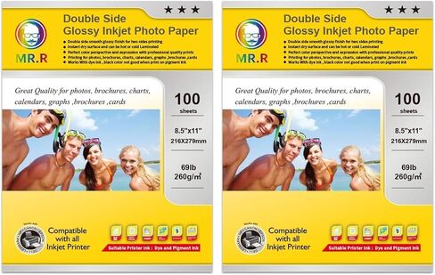MR.R Double Side Glossy Inkjet Photo Paper,260gsm-69lb,Letter Size-8.5"x11",100 Sheets per Pack in Kuwait