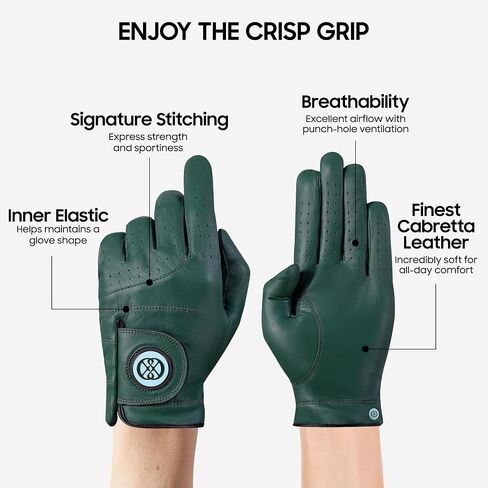 CLAPLEY Men's Golf Gloves, Luxurious Cabretta Leather, Breathable Design, Good Elasticity, and Signature Ball Marker in Kuwait