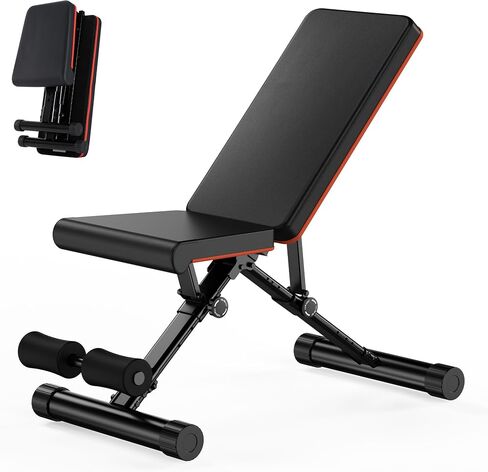 Sweetcrispy Adjustable Weight Bench for Home Gym, Foldable Incline Workout Bench Press with 795 LBS Weight Capacity, Strength Training Fitness Equipment for Full Body Exercise in Kuwait