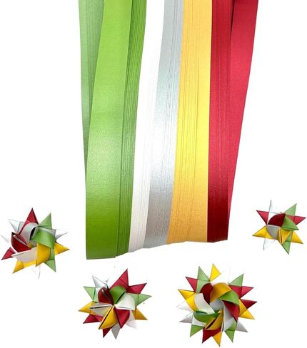 Paper Strips for German, Froebel, Moravian Stars & Weaving ~3/8" Shimmer Holiday in Saudi Arabia