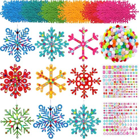 Jetec 72 Set Winter Snowflake Craft Felt Christmas Craft DIY Snowflake for Craft Holiday Craft Kit Snowflake Hanging Crafts Make Your Own Snowflake Kits for Party Favors Home Activities in Kuwait