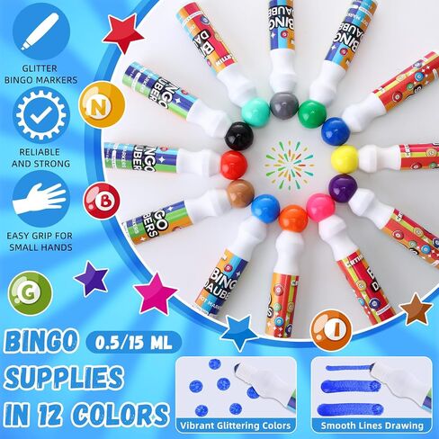 Crtiin 48 Pcs Bingo Dauber Dot Markers Bulk, 0.5 oz, 12 Colors in Saudi Arabia