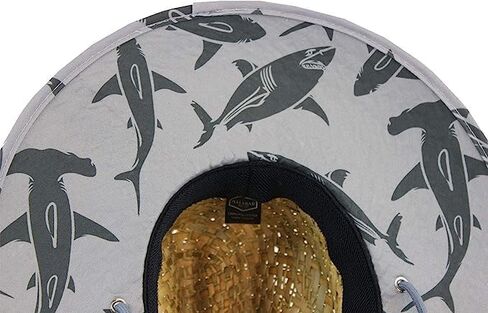 Sharks Fabric Pattern Print Straw Kids Girls Sunhat, Ages 3+, Lifeguard Hat, Beach, Swim, Cruise, Paddle Board, Boat, Fishing, Fits All, Malabar Hat in Kuwait